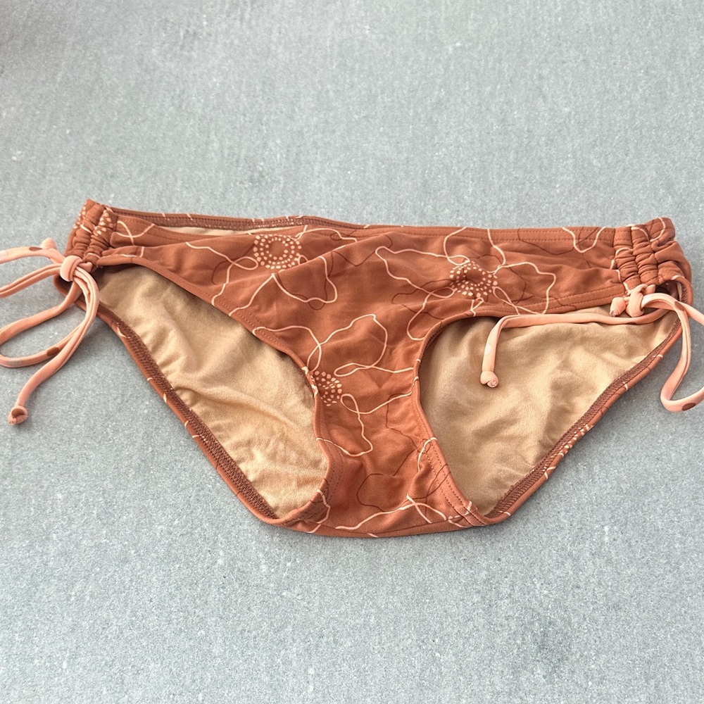 DownEast Floral Bikini Bottom - Rust and Tan